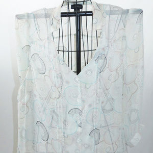 Lane Bryant Plus 3/4 Sleeve Sheer Polka Dot Blouse